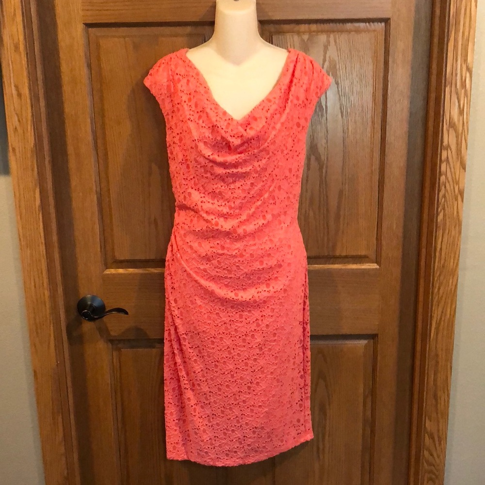 Ronni Nicole Coral Lace Dress EUC 12